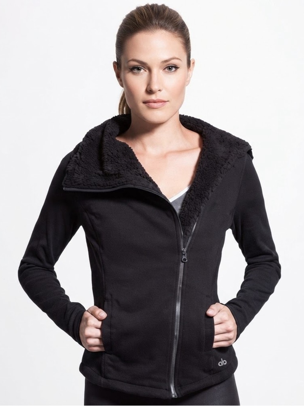 Alo Yoga Asymmetrical Moto Sherpa Jacket Black S